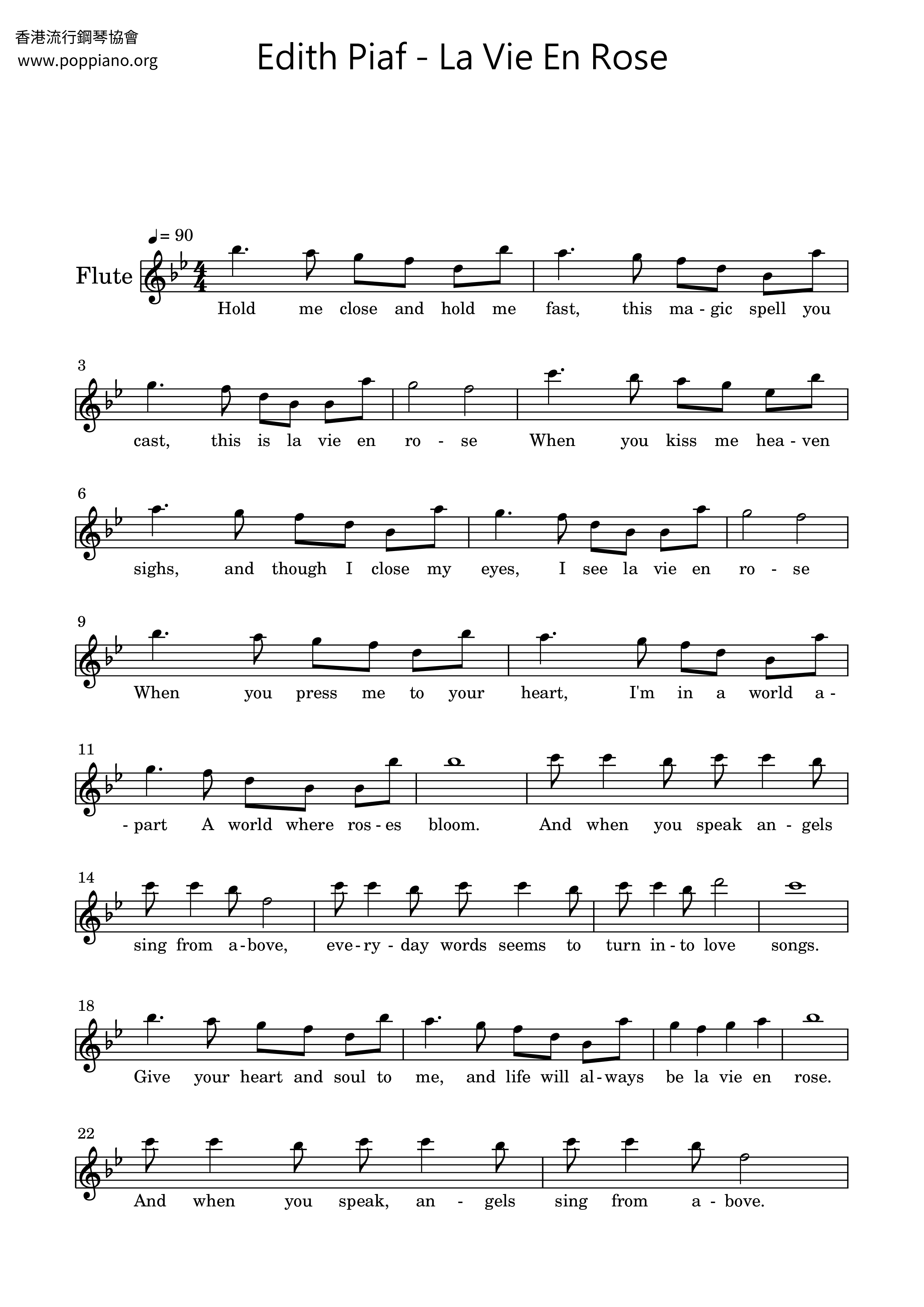 Edith PiafLa Vie En Rose Violin Score pdf, Free Score Download ★
