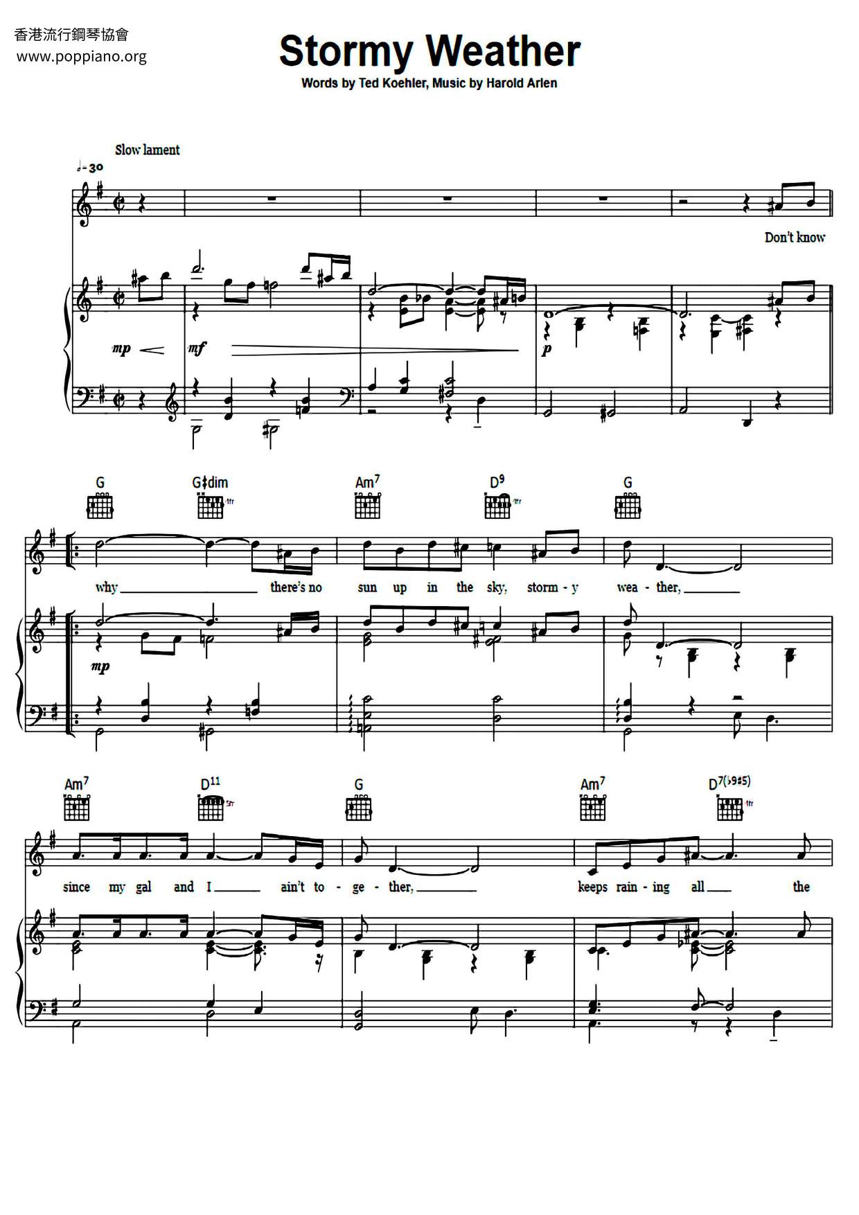 Louis ArmstrongStormy Weather Sheet Music pdf, Free Score Download ★