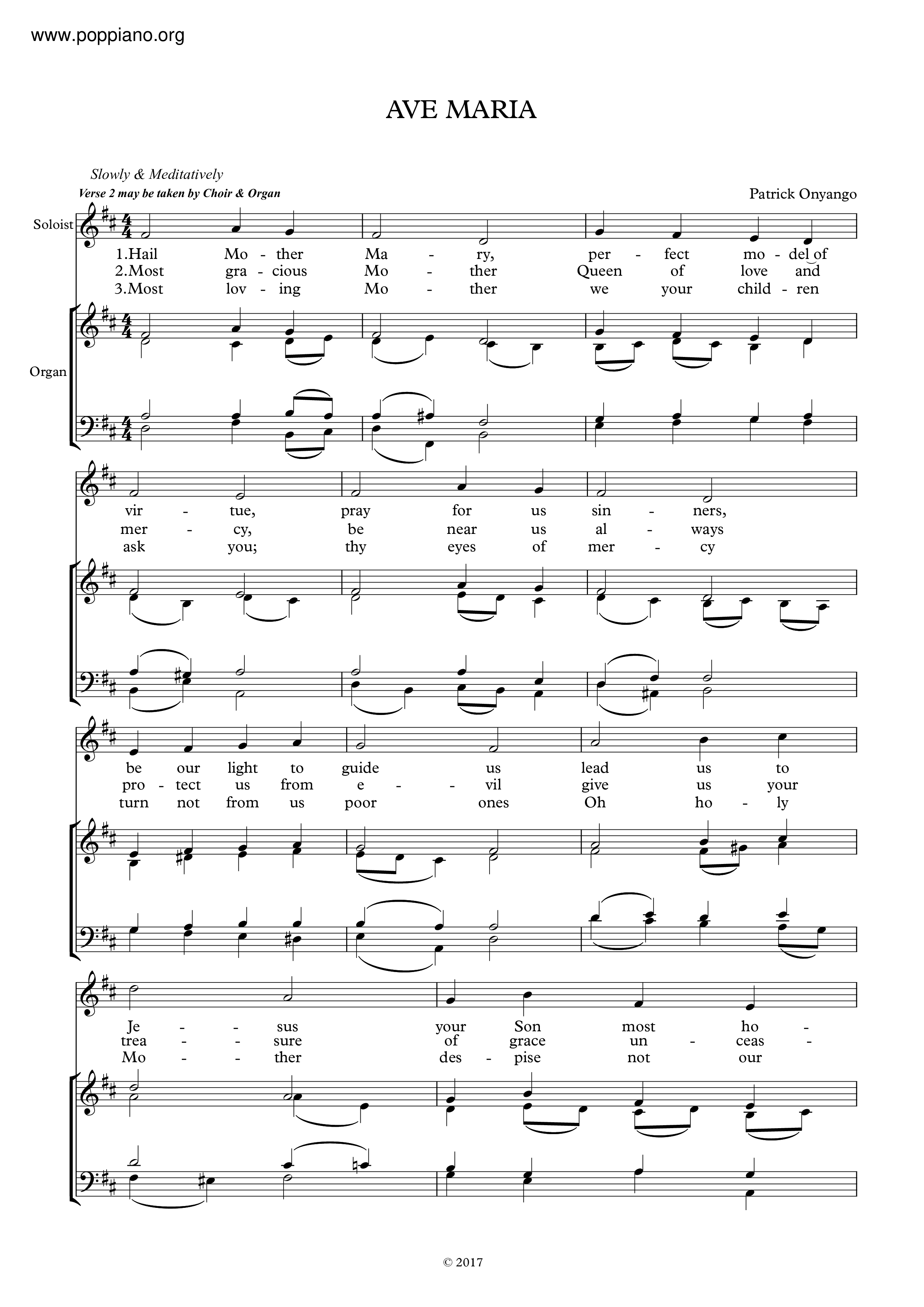 HymnAve Maria Sheet Music pdf, Free Score Download ★