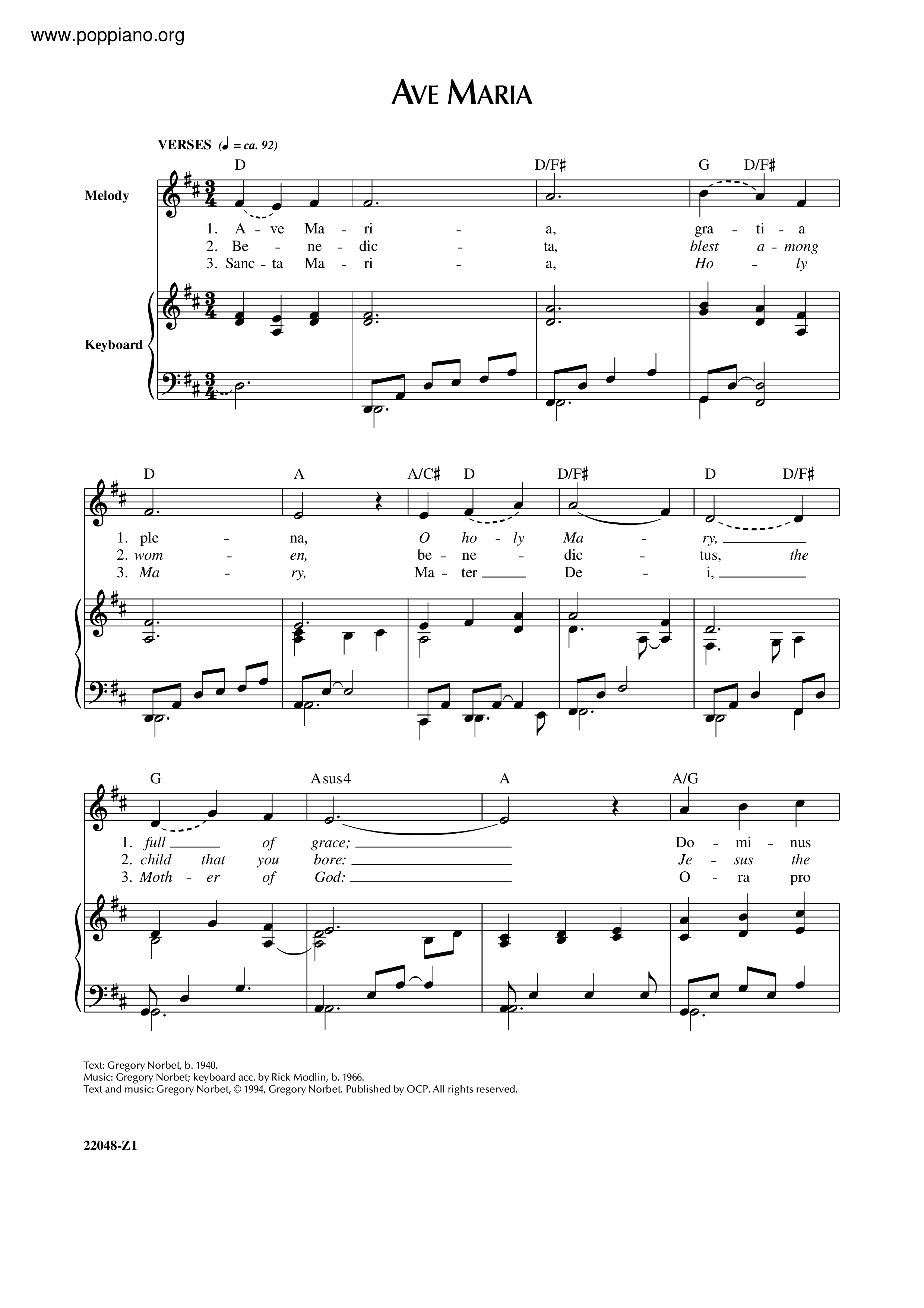 HymnAve Maria Sheet Music pdf, Free Score Download ★