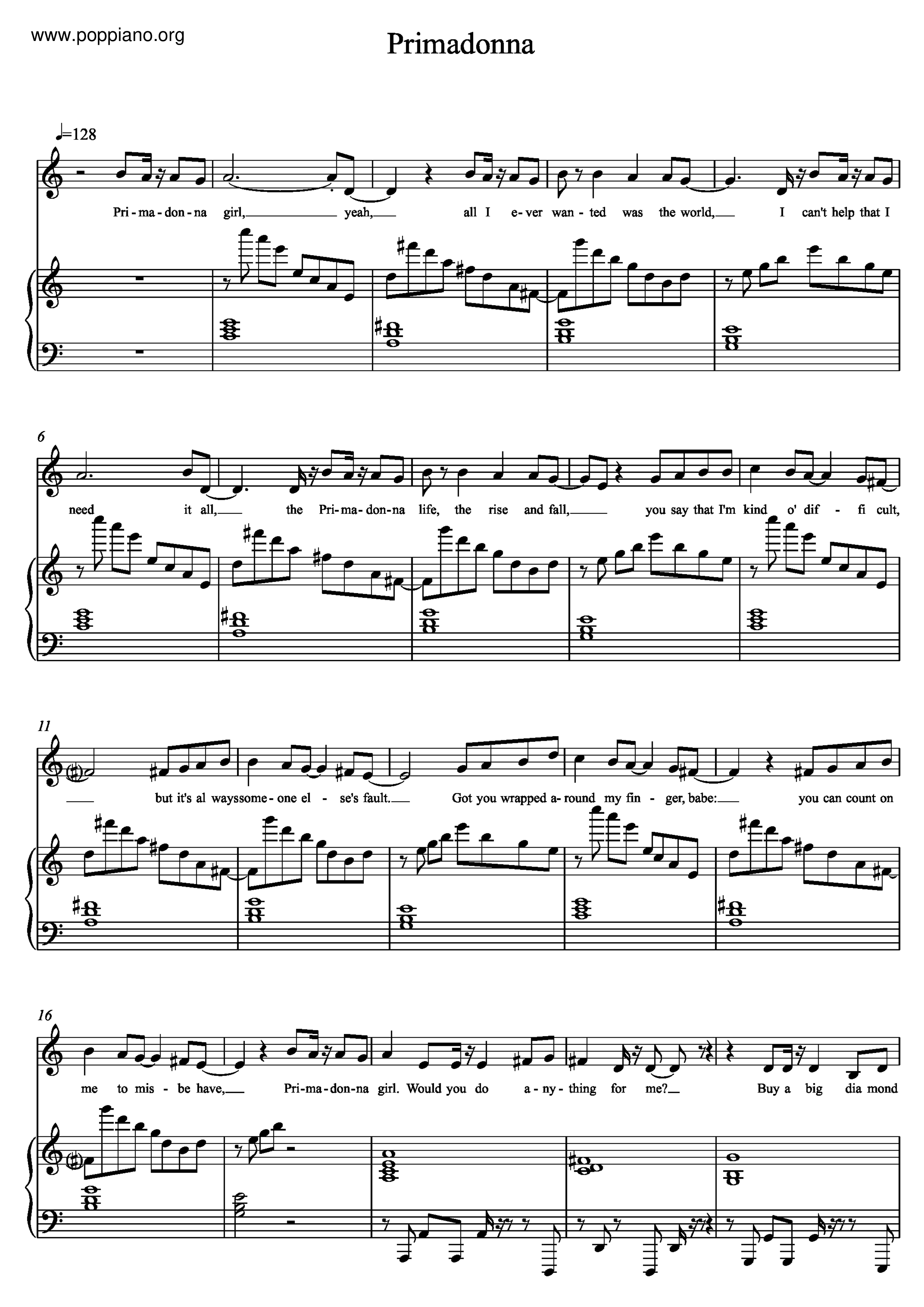 Marina And The DiamondsPrimadonna Sheet Music pdf, Free Score Download ★