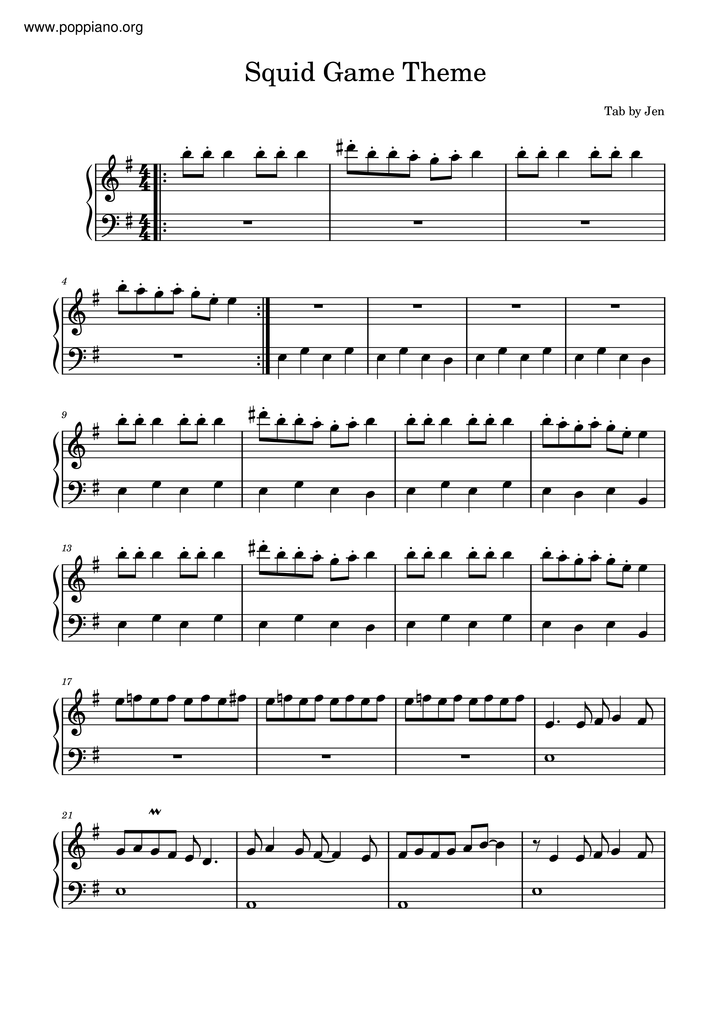 Squid GameSquid Game Theme Song Sheet Music pdf, Free Score Download ★