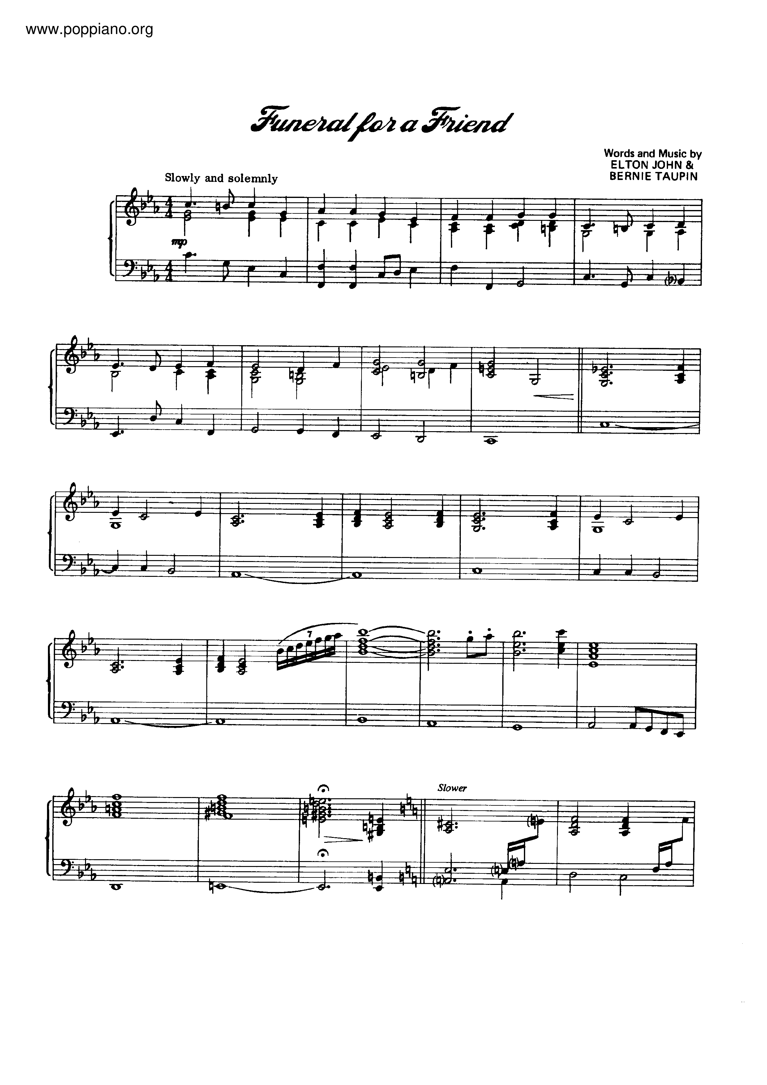 Elton JohnFuneral For A Friend Sheet Music pdf, Free Score Download ★