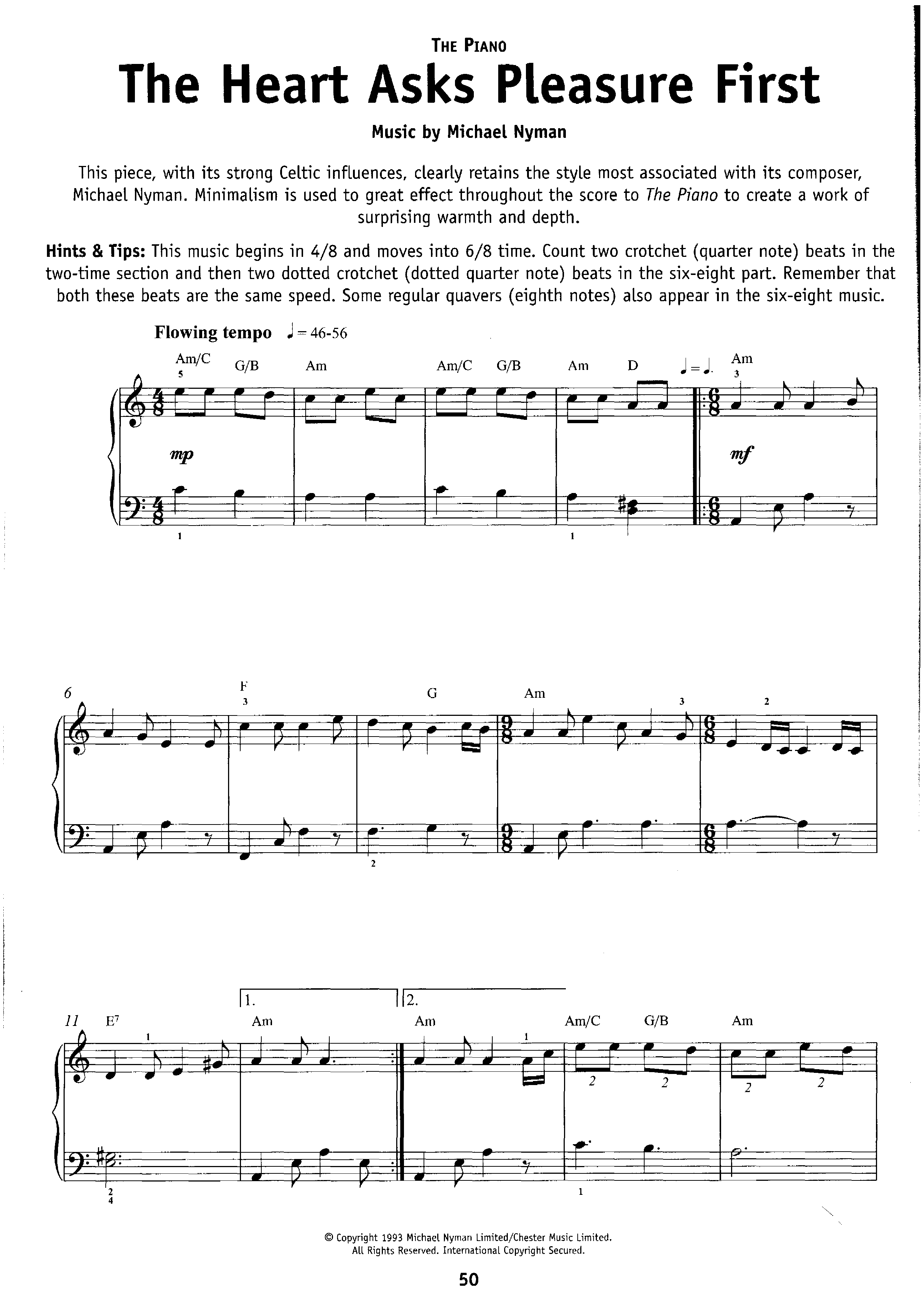 Michael NymanThe Heart Asks Pleasure First Sheet Music pdf, Free