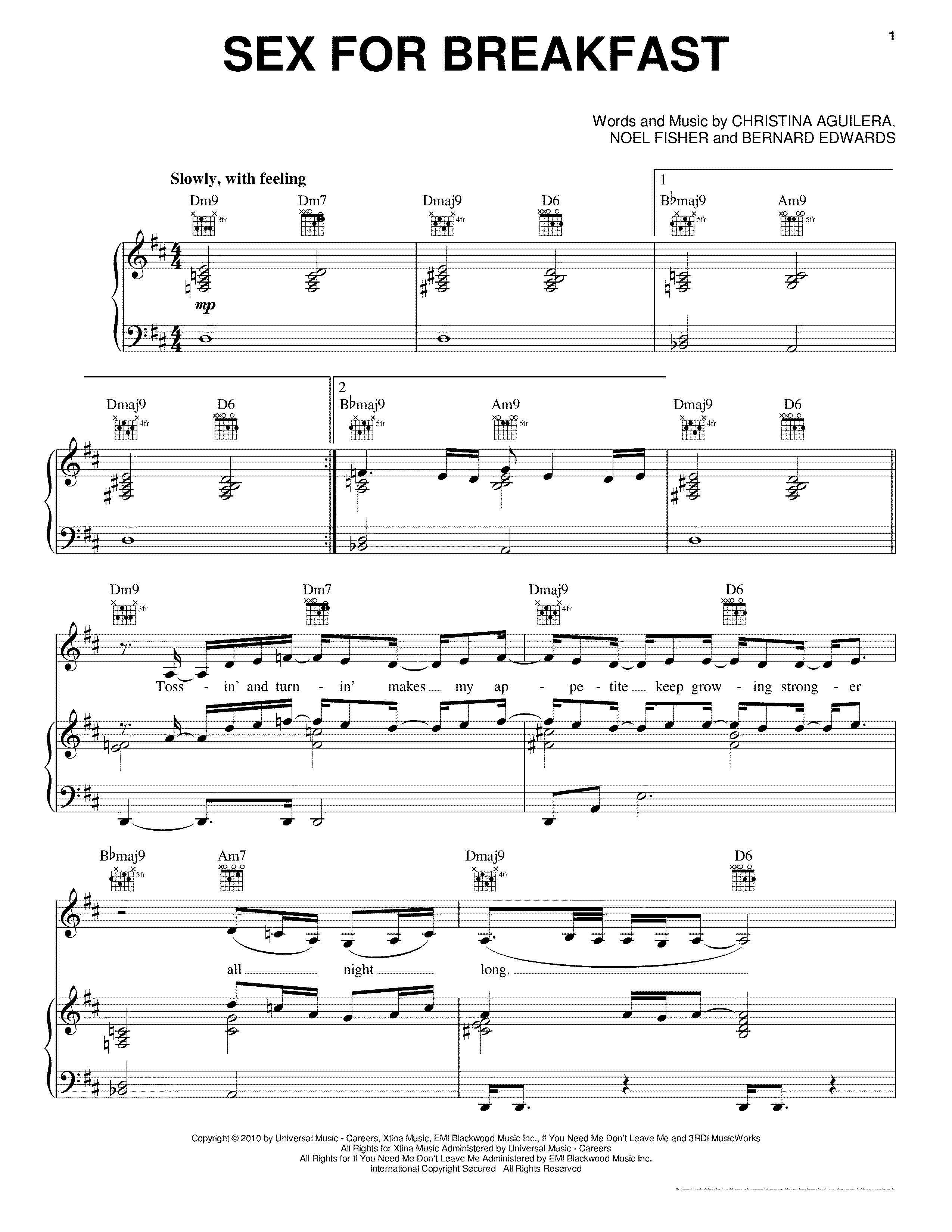 ★Christina Aguilera Sex For Breakfast ピアノ譜pdf 香港ポップピアノ協会 無料PDF楽譜
