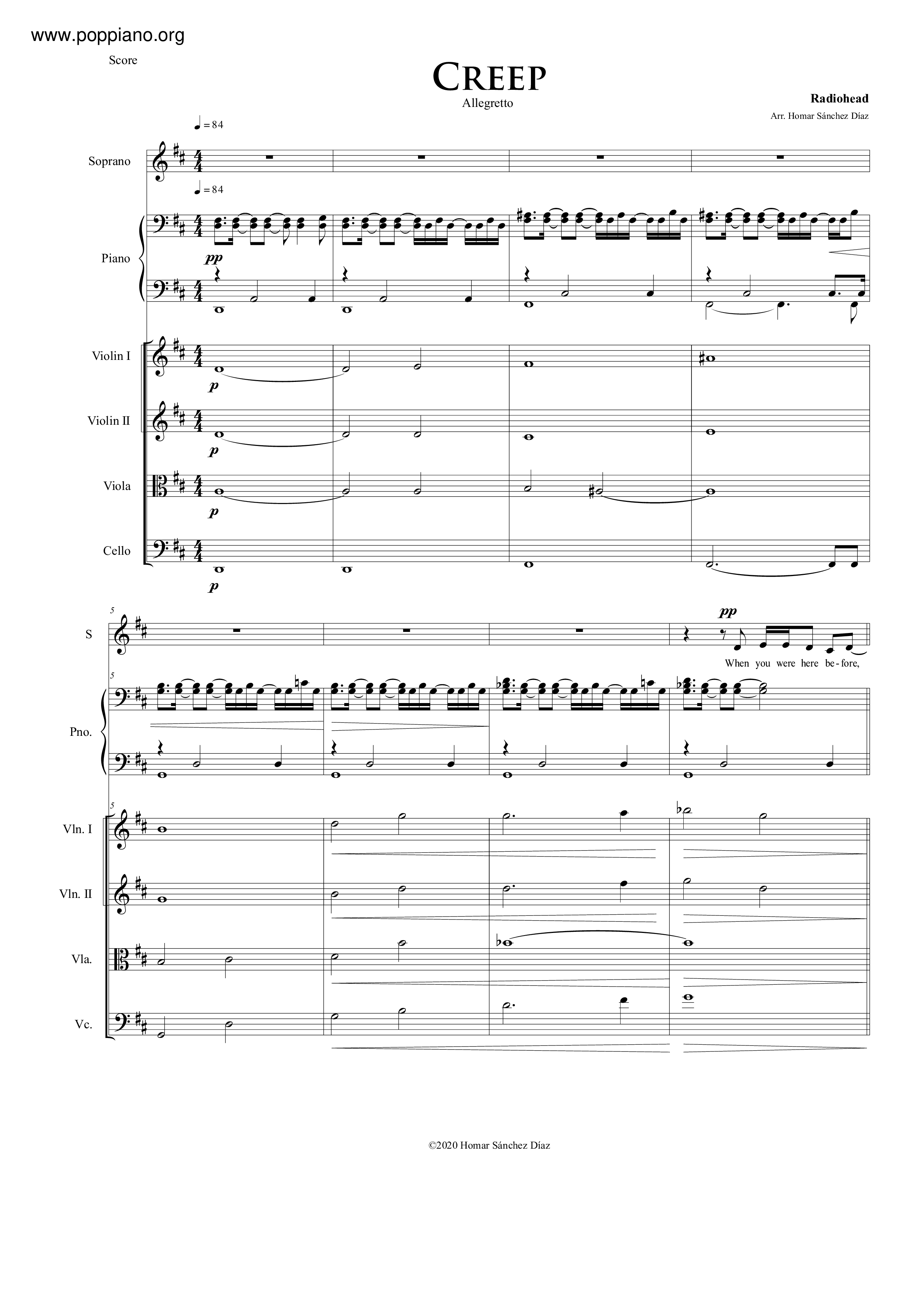 RadioheadCreep Violin Score pdf, Free Score Download ★