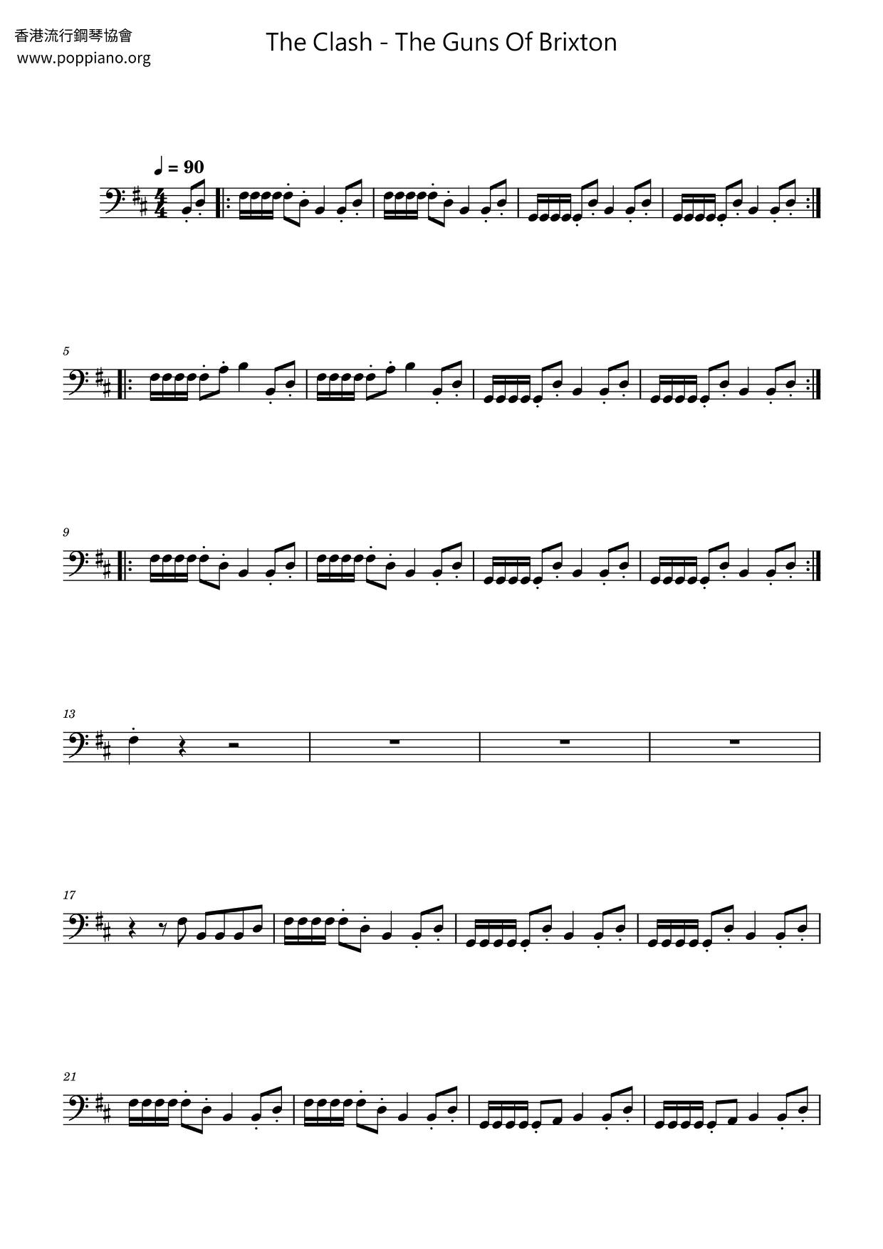 The ClashThe Guns Of Brixton Sheet Music pdf, Free Score Download ★
