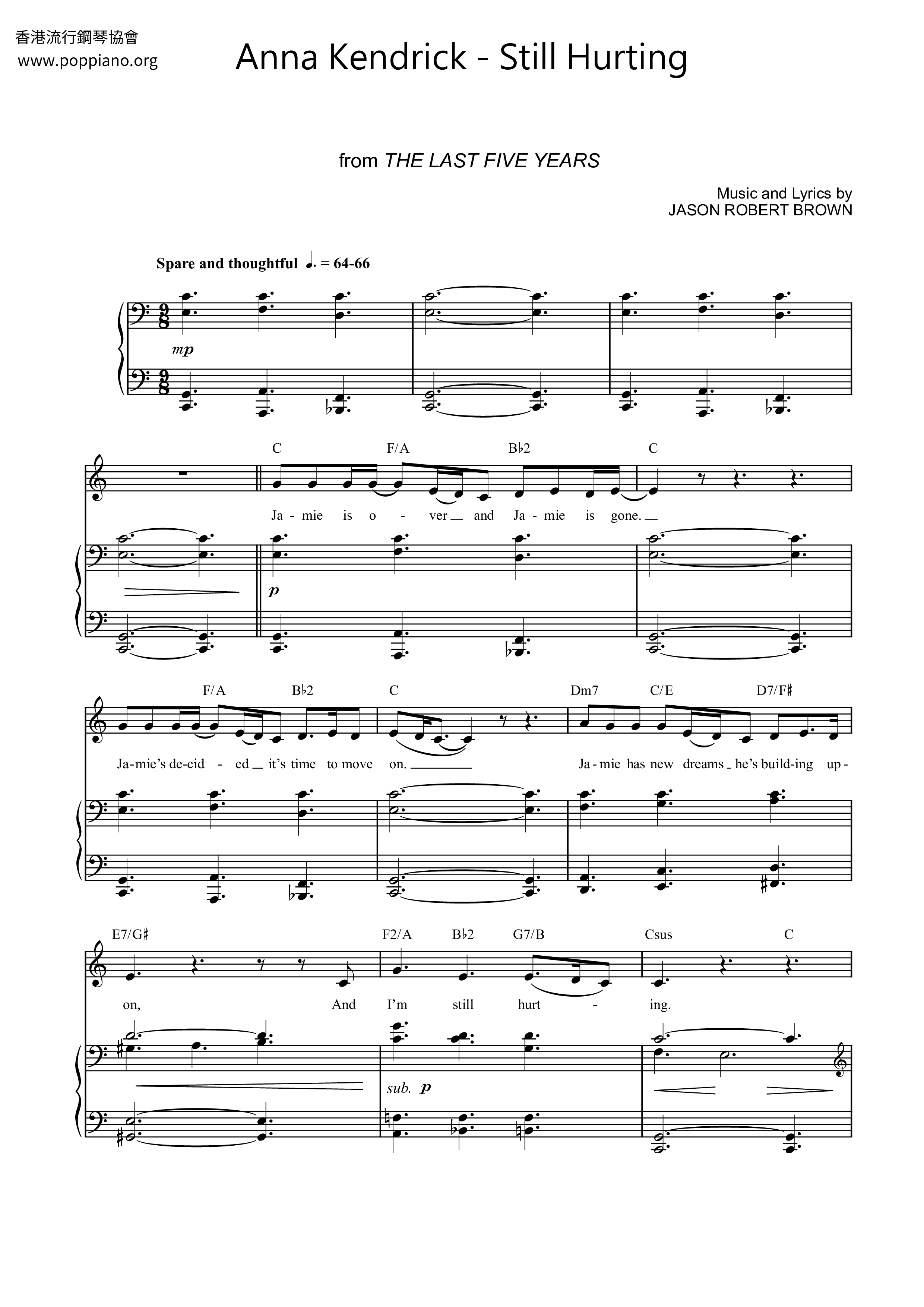 Anna KendrickStill Hurting Sheet Music pdf, Free Score Download ★