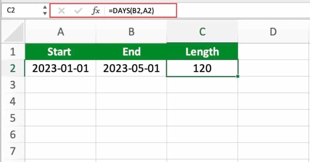 Excel DAYS Function Sheet Leveller