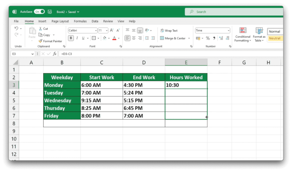How to Calculate Hours Worked in Excel Sheet Leveller