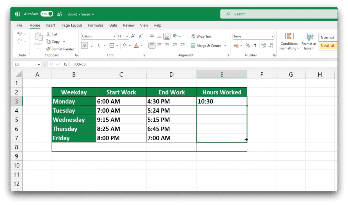 How to Calculate Hours Worked in Excel Sheet Leveller