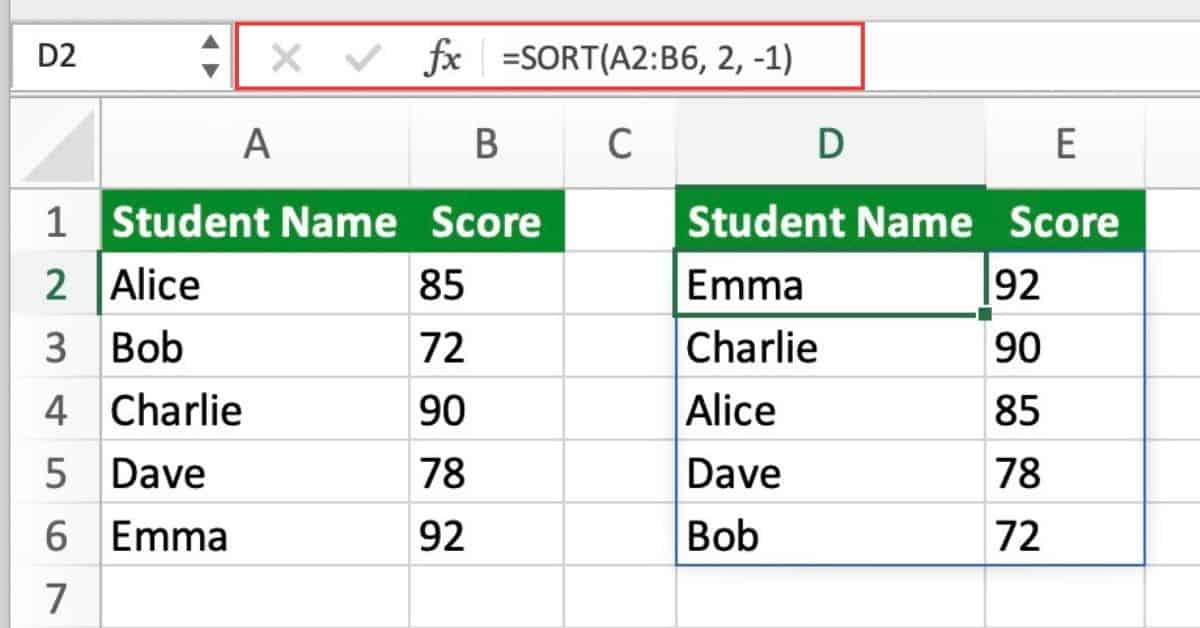 Excel SORT Function Sheet Leveller
