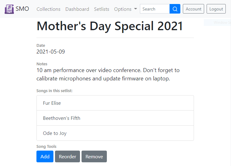 Home Sheet Music Organizer