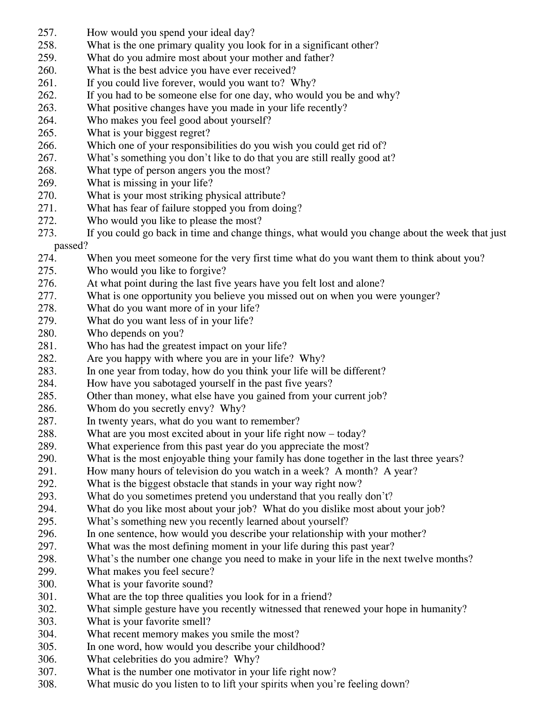 Table topics questions Sheets