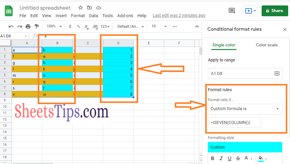 How to Add ColourFul Stripes in Google Sheets? Cell Shading in Google