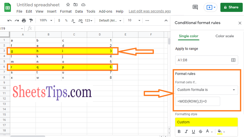 How to Add ColourFul Stripes in Google Sheets? Cell Shading in Google