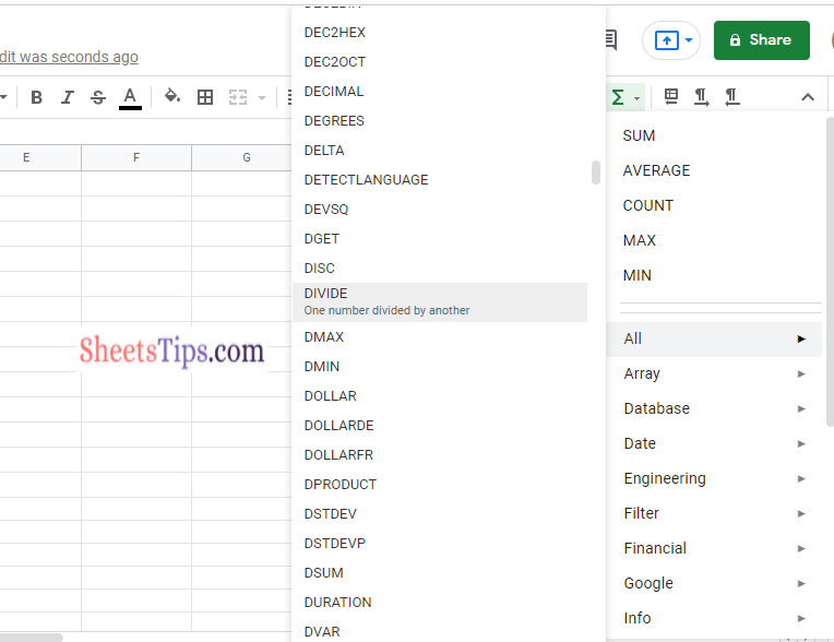 How to Divide in Google Sheets? (Divide Numbers, Columns, Rows