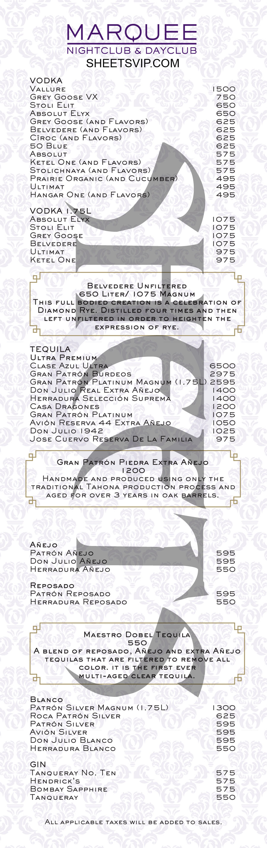 Marquee Table Service Hotel Room & Packages