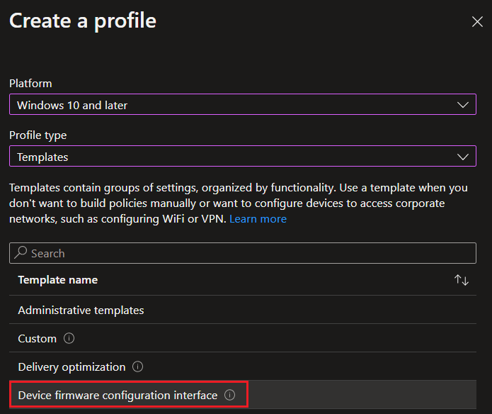 Use Intune to Manage Device Firmware Configuration Interface Settings