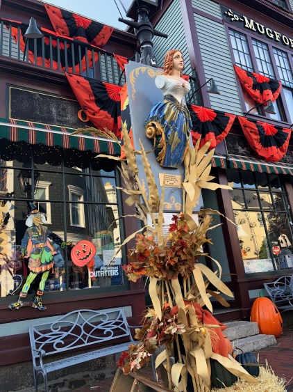 Lady of Salem figurehead moved to downtown Marblehead as part of the set for the movie, Hubie Halloween, starring Adam Sandler
