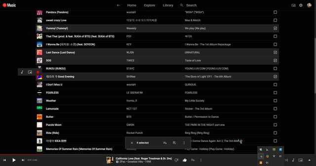 Multiselect is added to the web app for YouTube Music World of