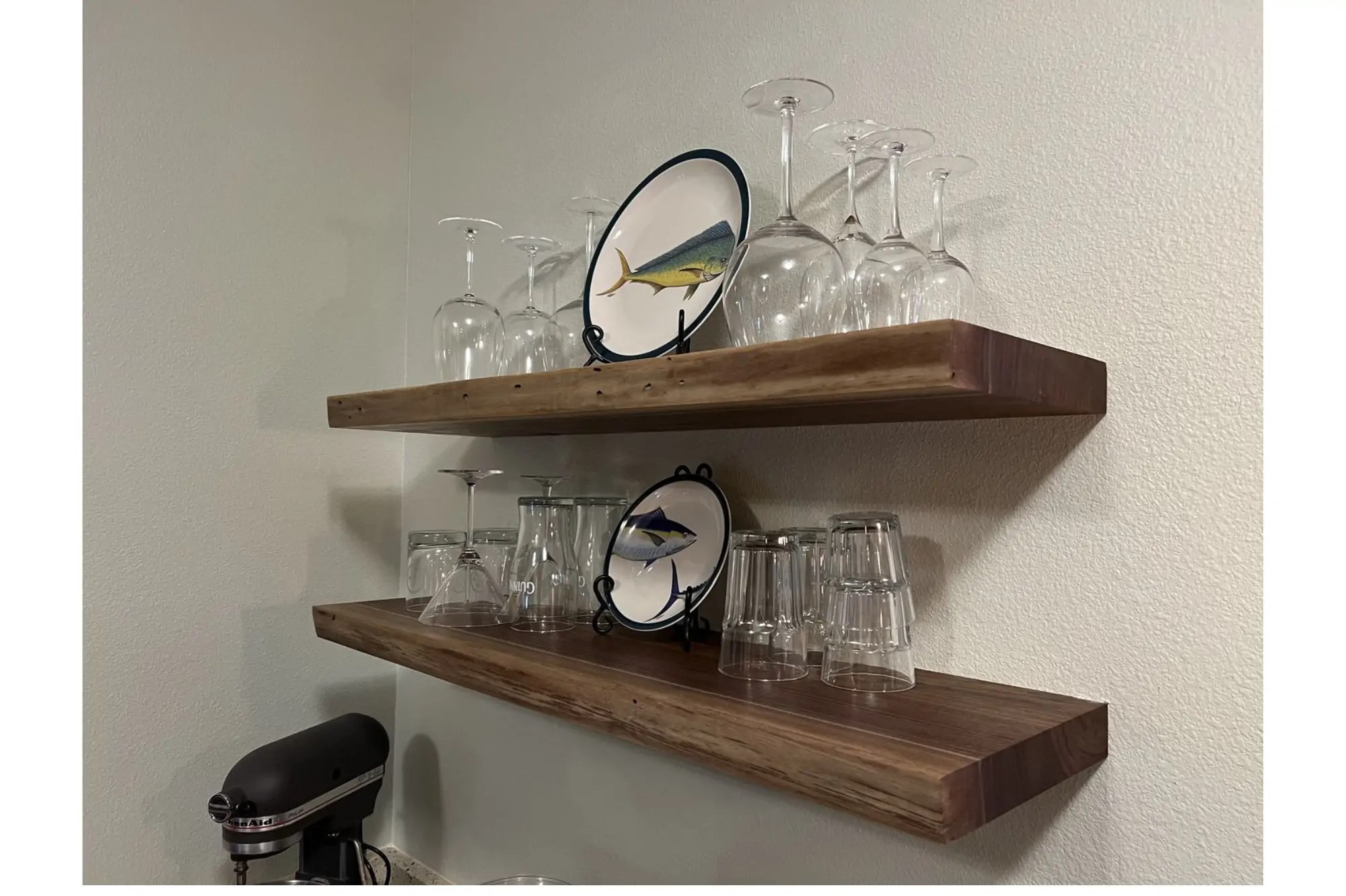 Handcrafted Walnut Live Edge Floating Shelves Shelf Expression