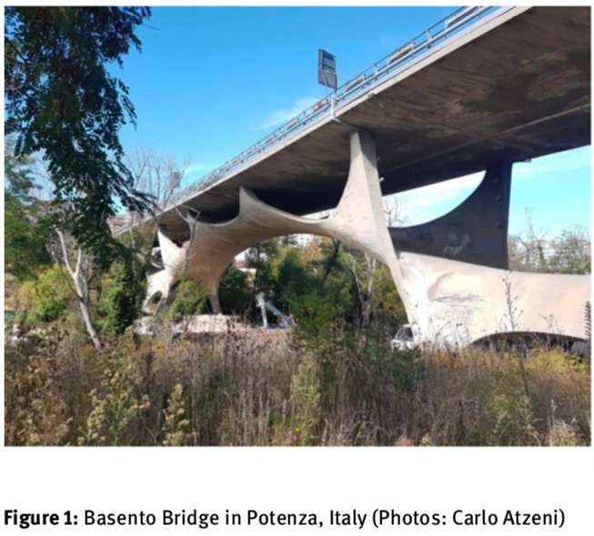 Example of a bridge supported by a shell structure