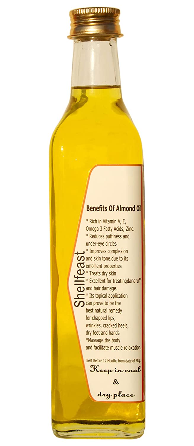 Shellfeast Almond Oil ,100 Pure A Grade Almond Oil 100 ML Cold Pressed