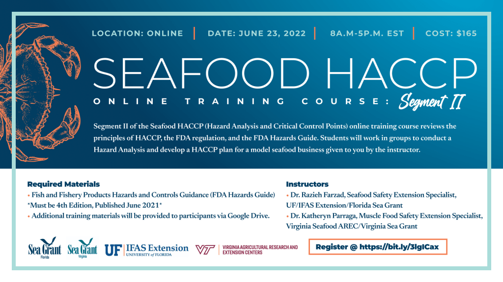 OneDay Online Seafood HACCP Training Florida Shellfish Aquaculture Online Resource Guide