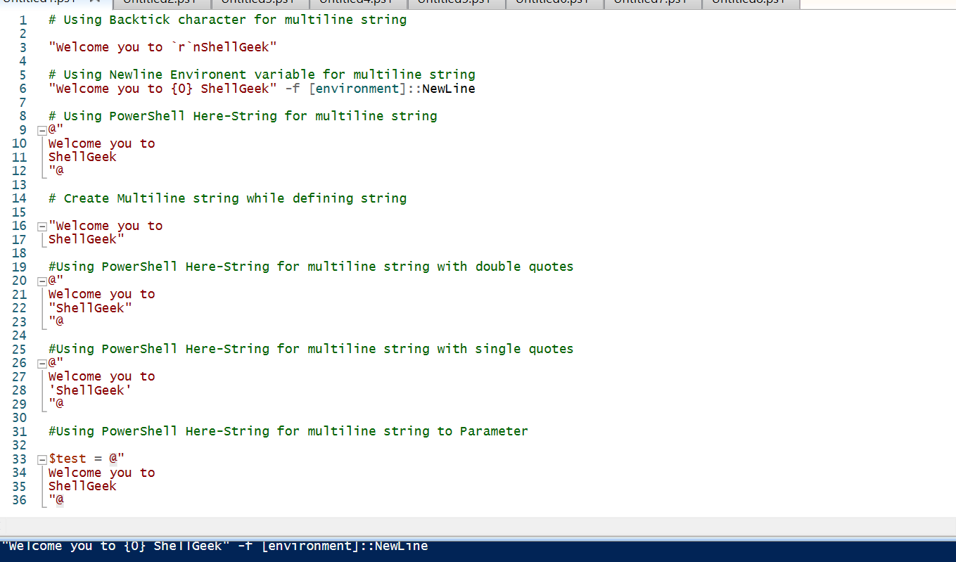 PowerShell Multiline String ShellGeek