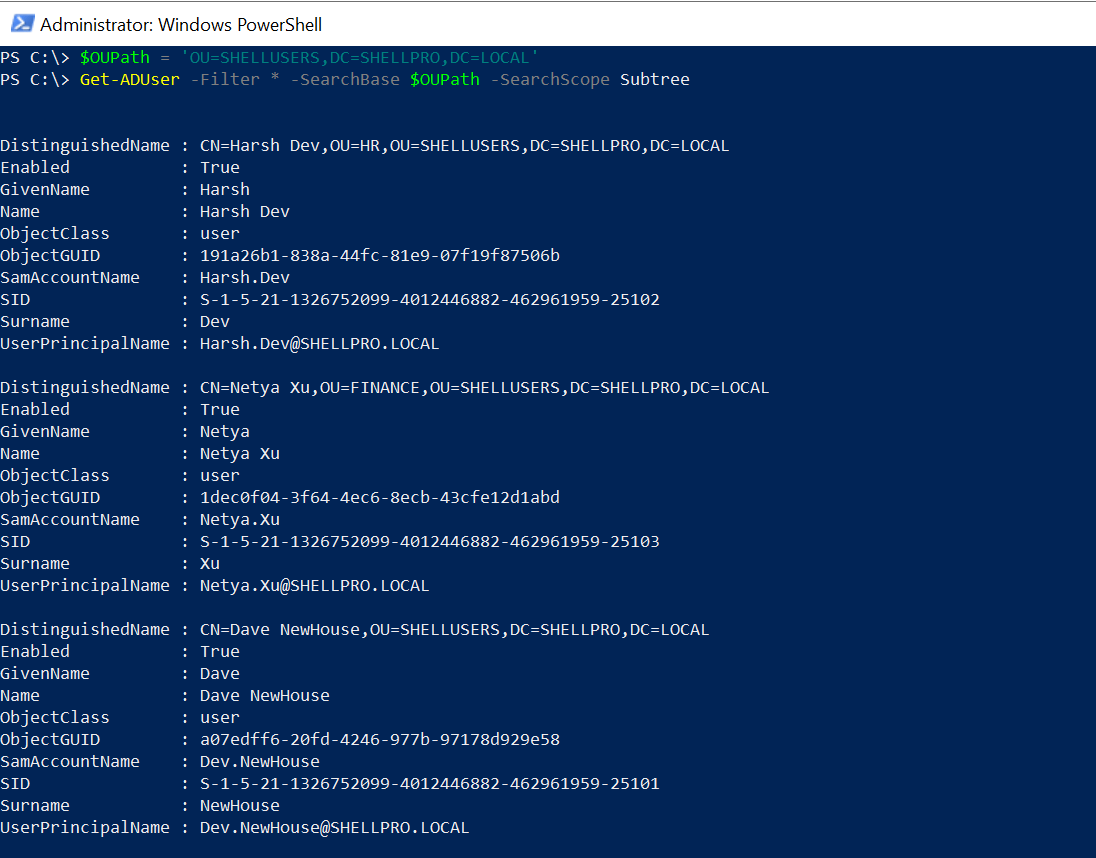 GetAdUser from OU ShellGeek