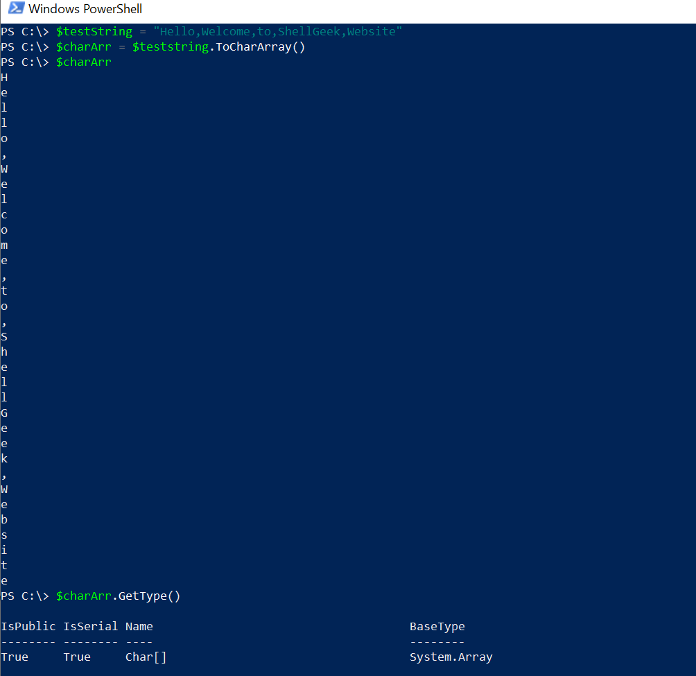Using PowerShell to Convert String To Array ShellGeek