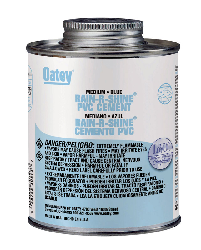 Oatey RainRShine Blue PVC Cement 8 oz. VSHE127857, 22202A