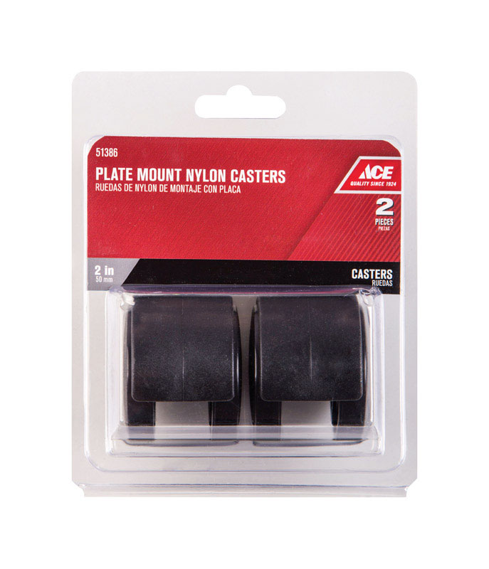 Ace 2 in. Dia. Swivel Gray Twin Wheel Caster with Plate 75 lb. 2 pk 