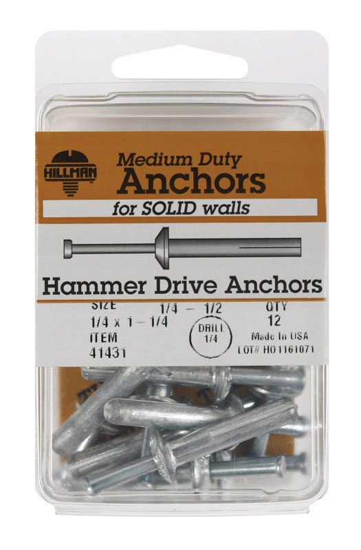 Hillman Hammer Drive Anchor 1/4 in. Dia. x 11/4 in. L 12 pk 