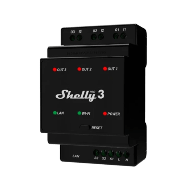 Shelly Pro 3 – Relé Inteligente – Trifásico – Shelly Portugal
