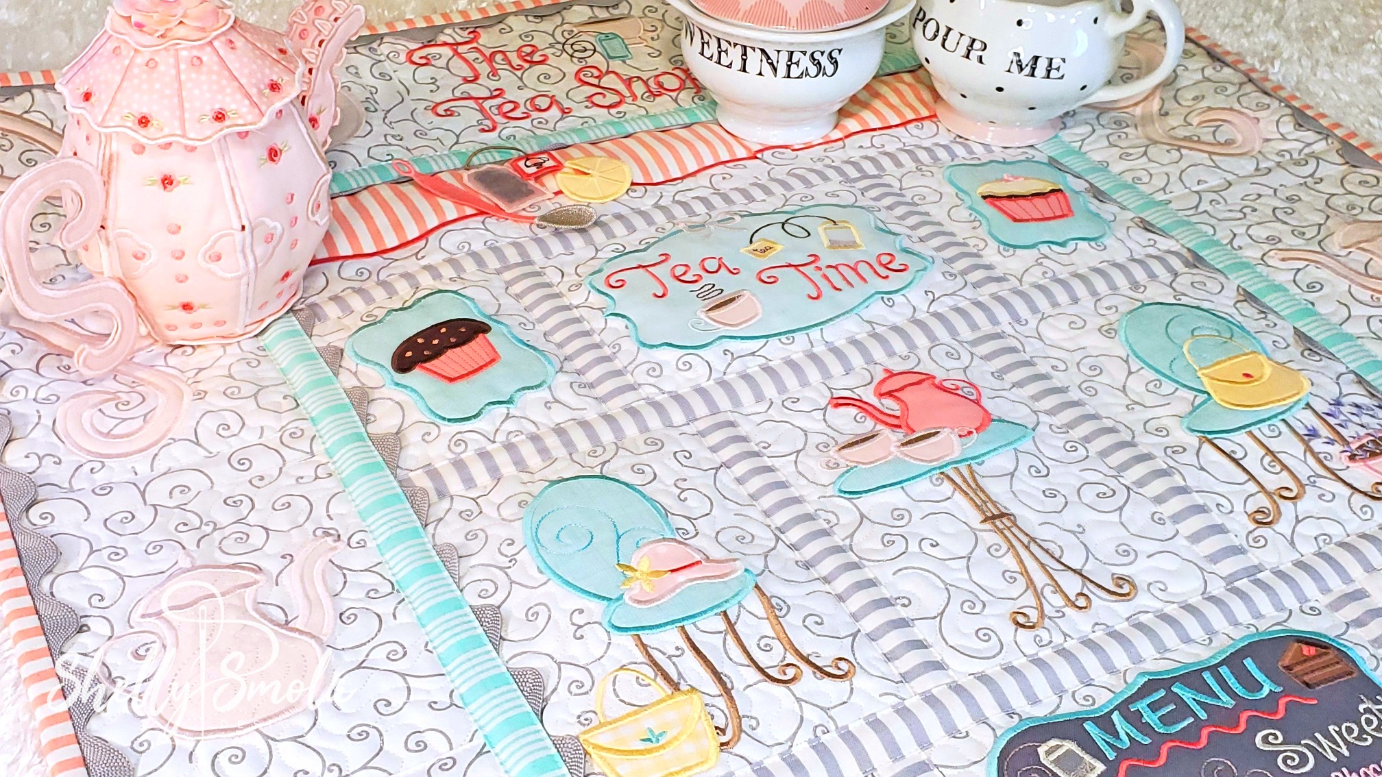 Tea Time Quilt Shelly Smola Designs Machine Embroidery Shelly