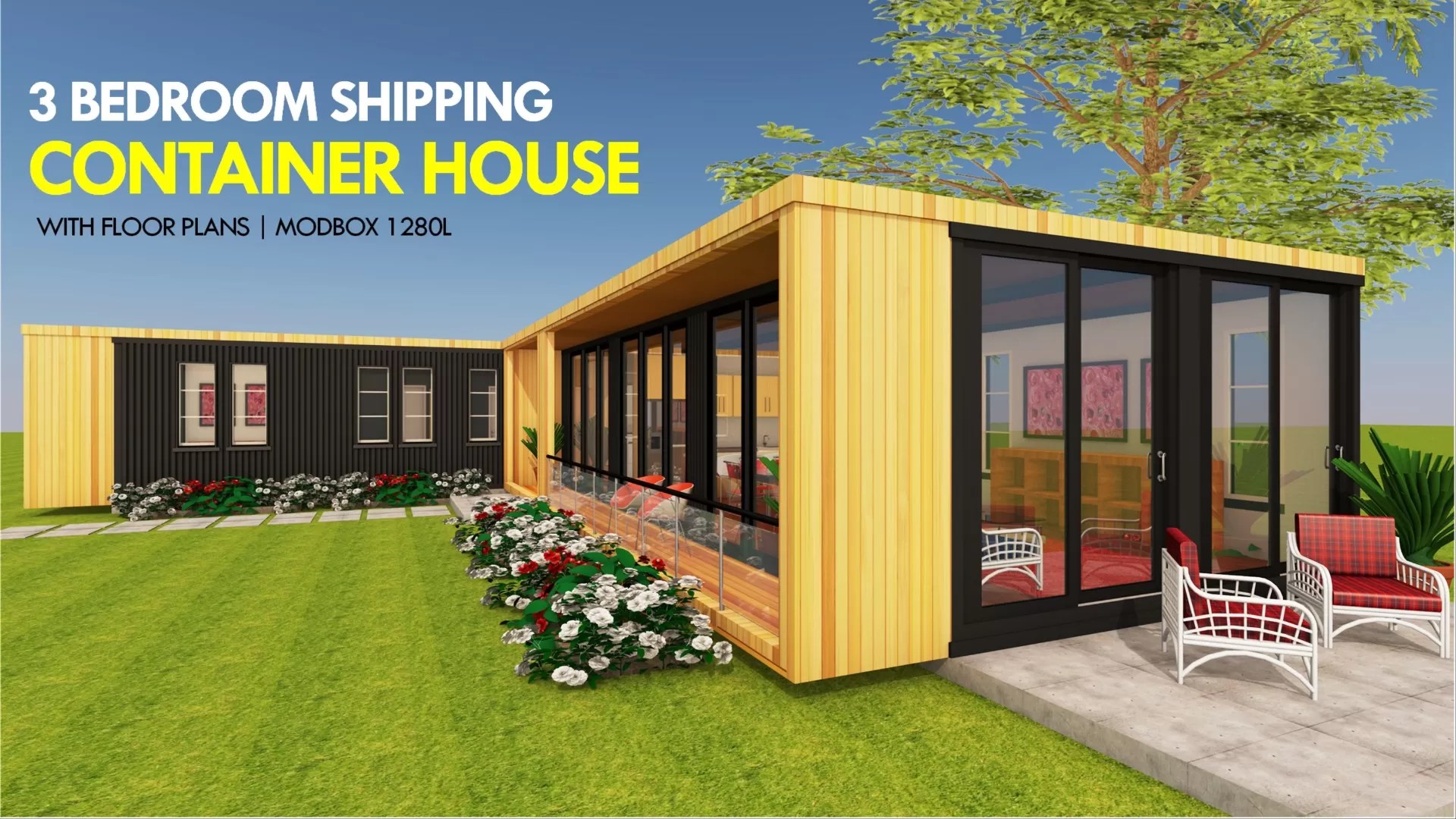 MODBOX 1280L Modern Shipping Container Homes Plans