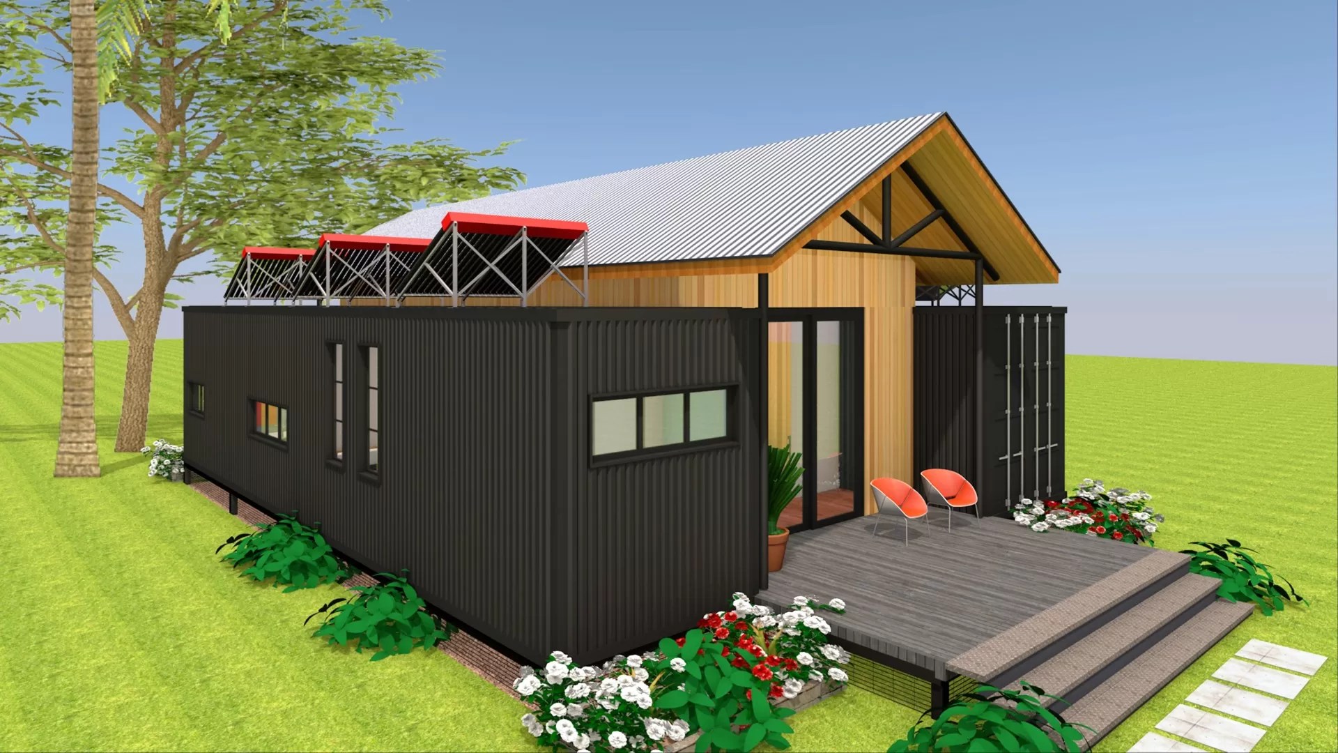 Shipping Container Farmhouse House Design + Floor Plans