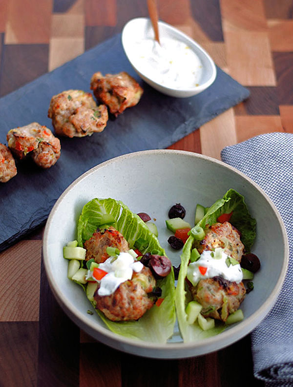 Greek meatballs with lemon yogurt dressing