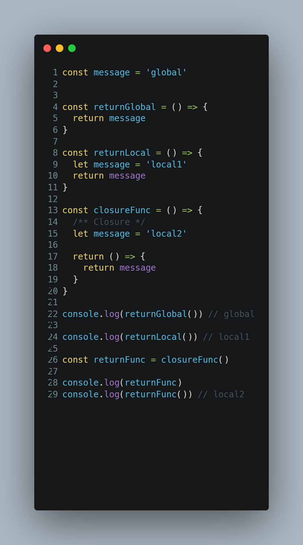 Scope, Firstclass function, Closure
