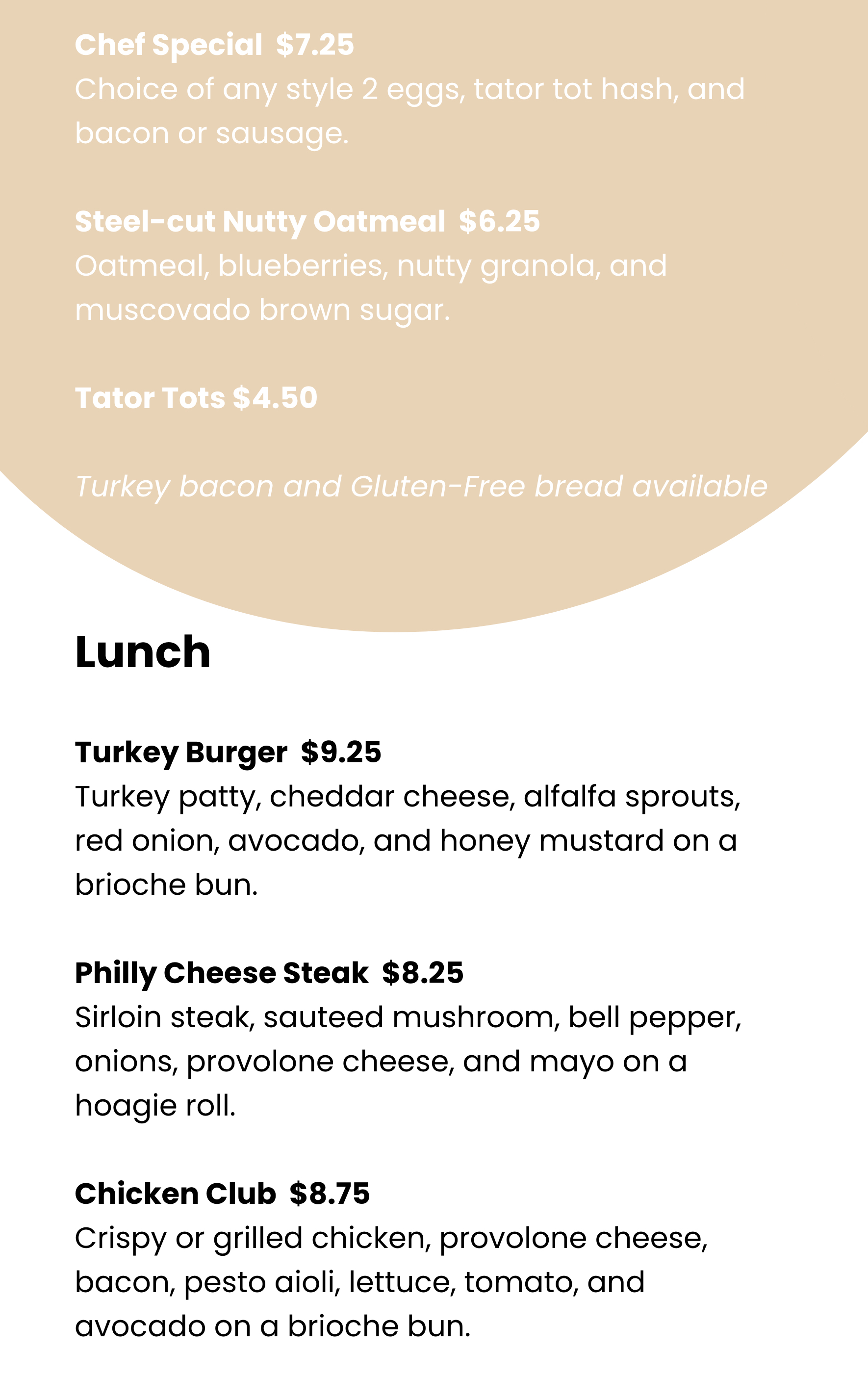 Pillars Café Menu Shepherd Church