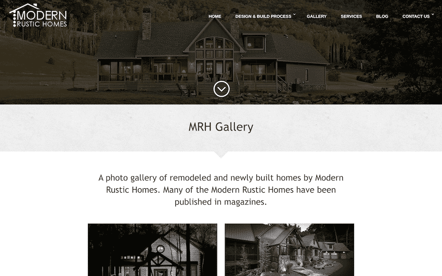 Modern Rustic Homes Website Web Design