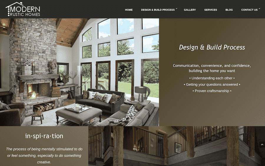 Modern Rustic Homes Website Web Design