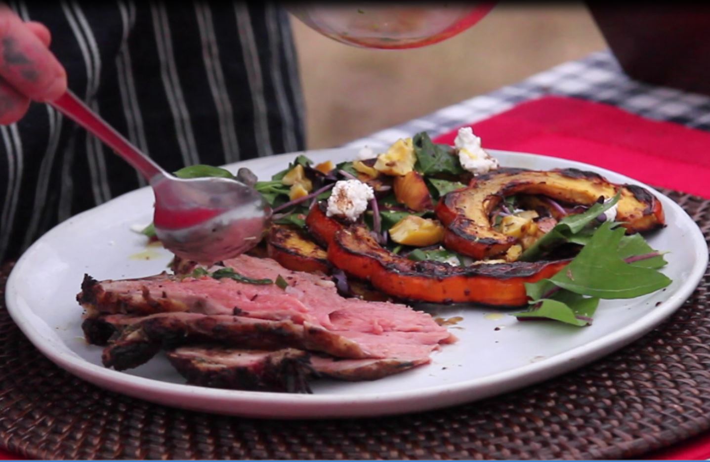 Wood Fired Roast Lamb Leg on a Tripod Shepherd Song Farm