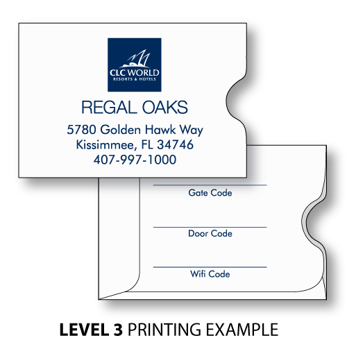 Hotel Key Card Sleeve 23/8" x 31/2" Custom Printed Light