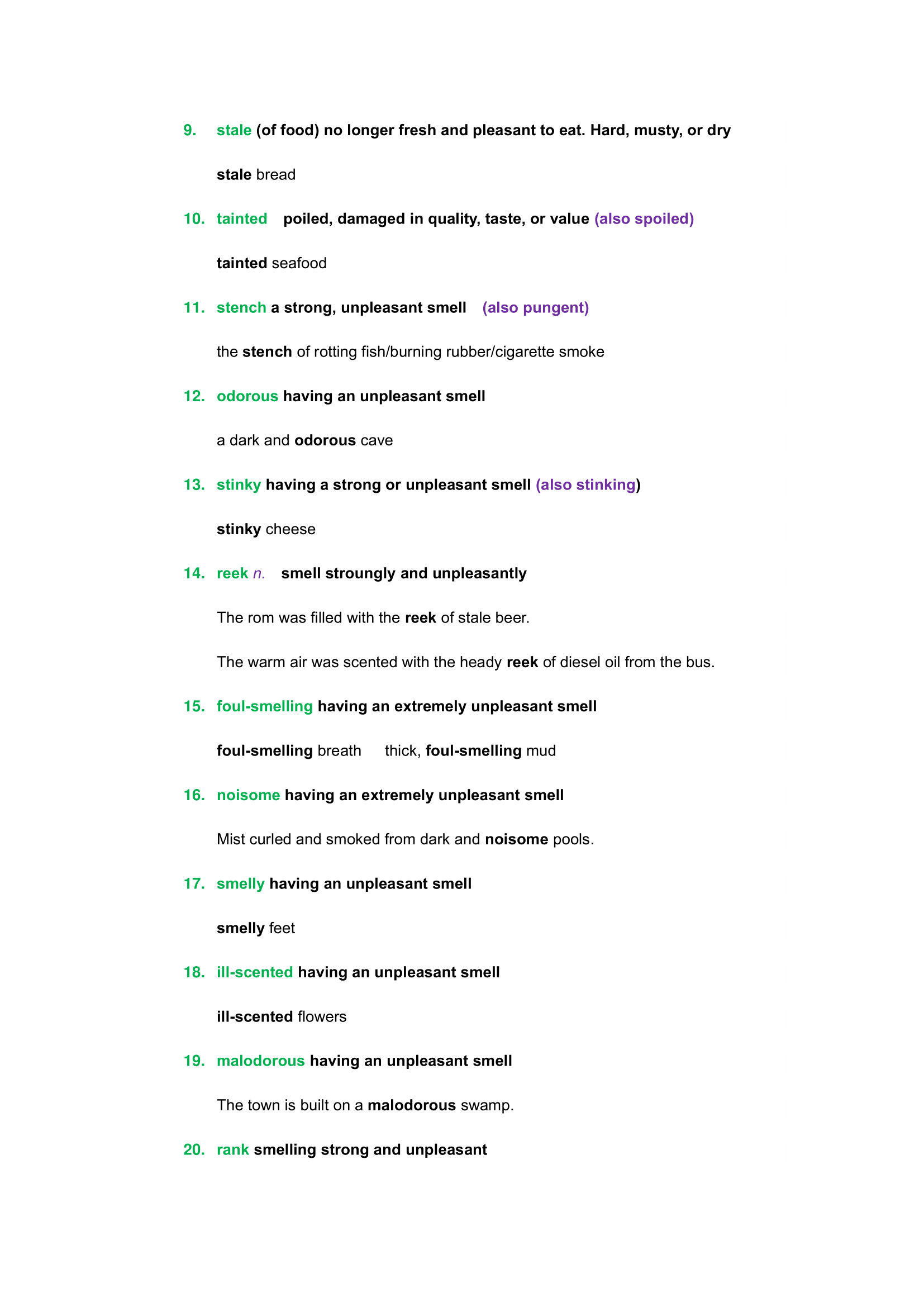 [Printable] Descriptive Words Sensory Words about Tastes, Flavors, and Smells Shileiwang