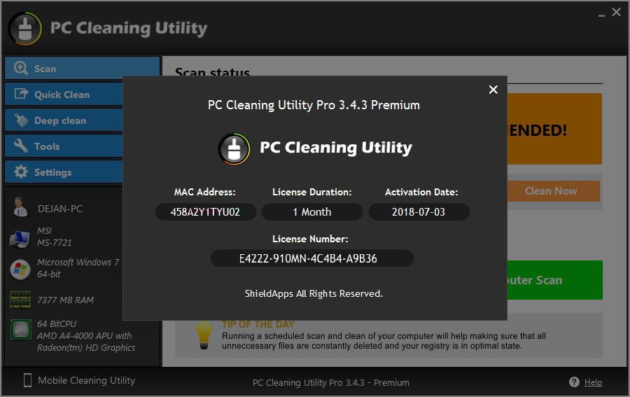 PC Cleaning Utility Support ShieldApps