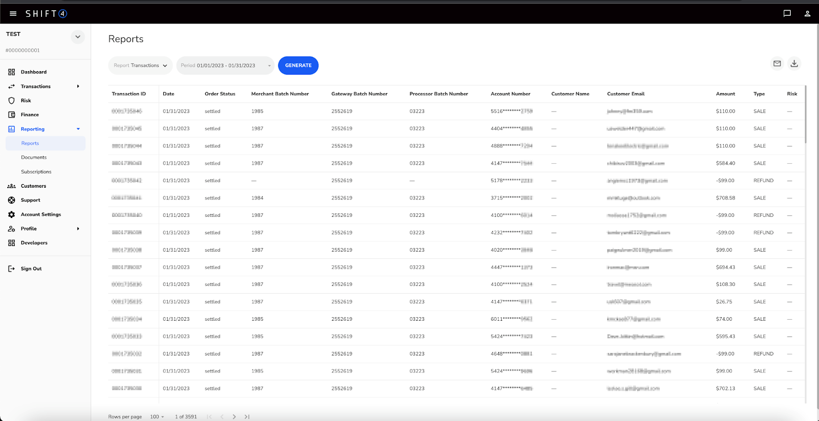 Transactions Report Shift4 Knowledge