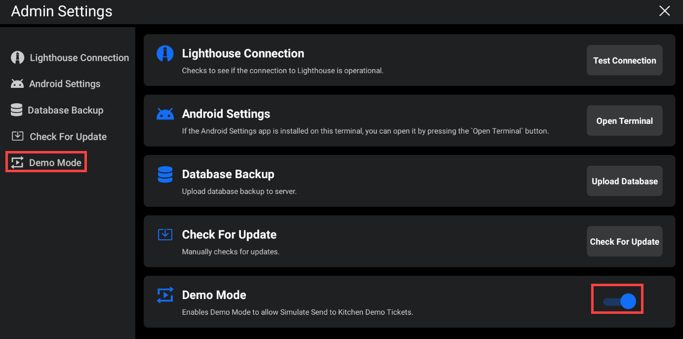 Enable or Disable Demo Mode on SkyTab KDS Shift4 Knowledge